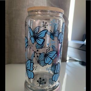 Butterfly Vinyl custom glass cup 16oz